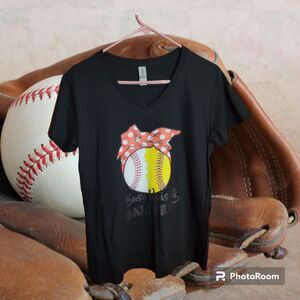 Busy Raising Ballers‎ Custom Black Size L Woman's